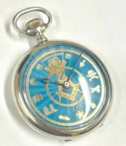 Vintage gents silver Masonic pocket watch Working