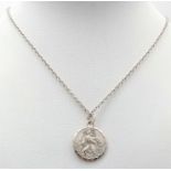 A Georg Jensen Denmark, Silver St. Christopher Pendant Necklace. 48cm Chain. Pendant Measures 2cm