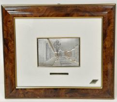 A Wonderful Sterling Silver Art Piece of Piazza Risorgimento in Amandola. In wood frame - 36 x 32cm.