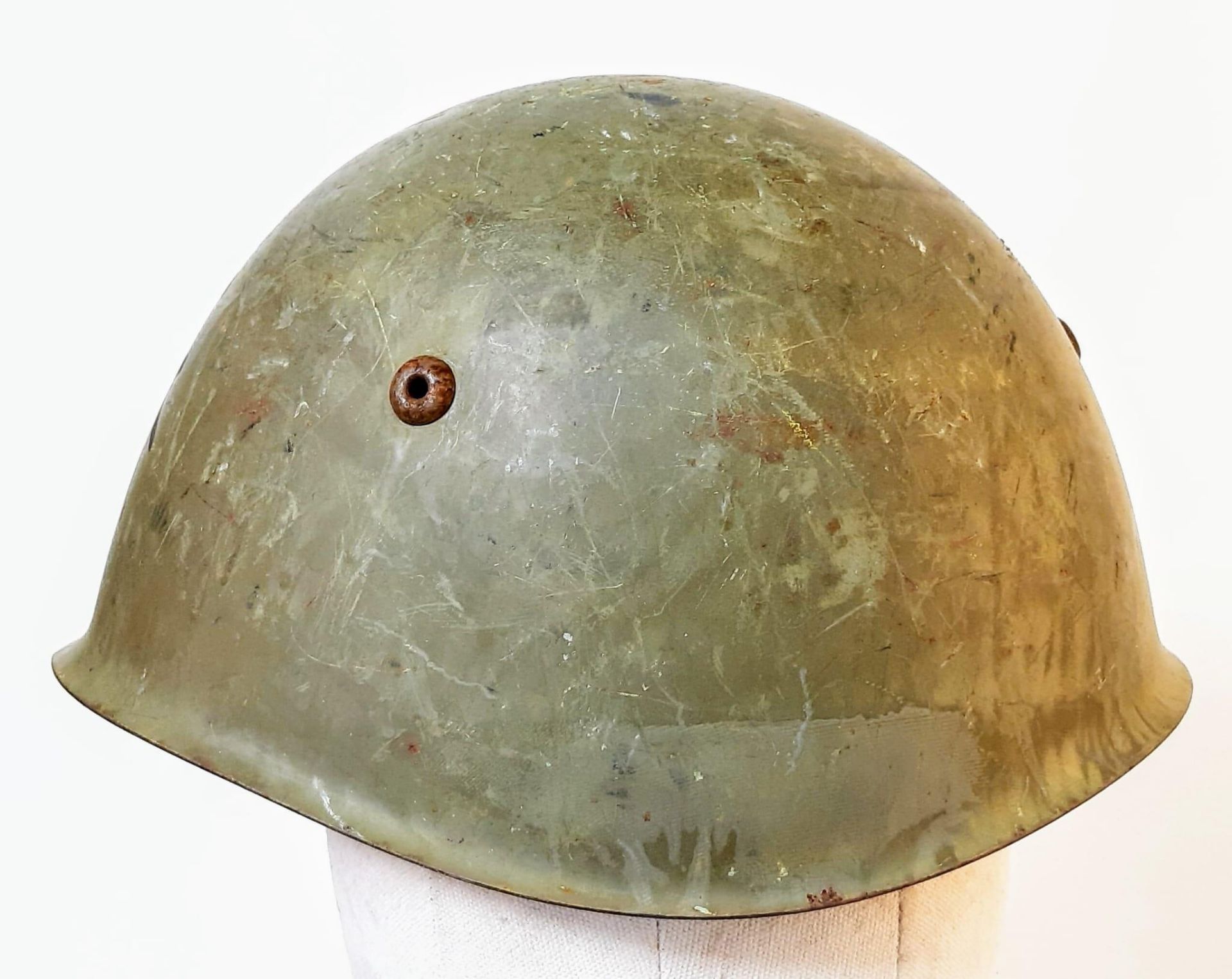 WW2 Italian M33 Coastal Artillery Helmet. The liner is a little dray, could do with some leather - Image 2 of 6