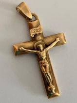 9 carat YELLOW GOLD CRUCIFIX. 4 cm drop. 1.65 grams.