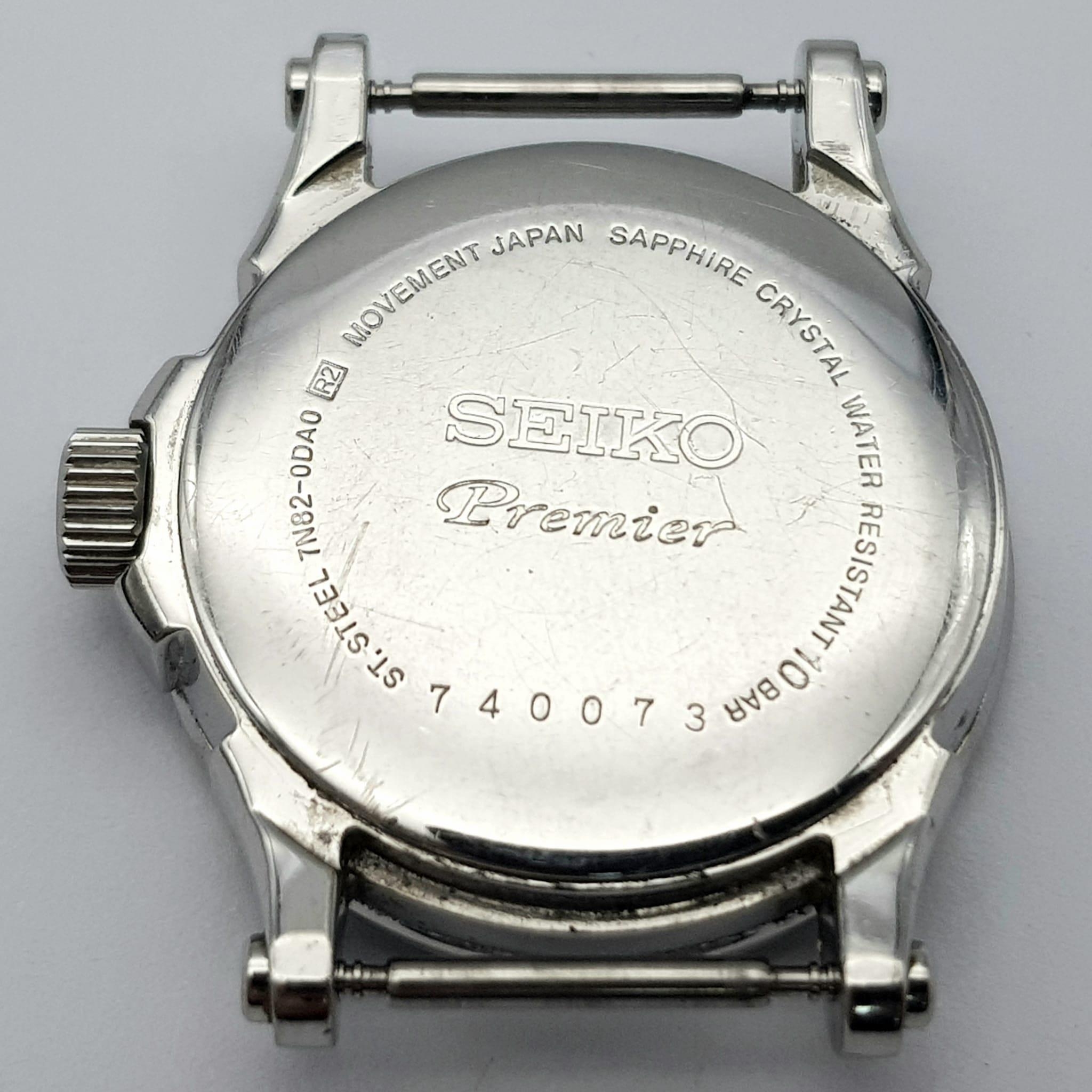 A Seiko Premier Ladies Diamond Watch Case. 27mm. Diamond bezel. Mother of pearl dial. In working - Image 6 of 7