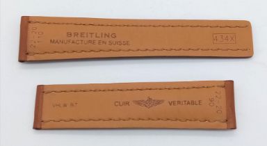 A New Breitling Brown Leather Watch Strap. 9 and 11cm lengths. 20 and 22mm widths