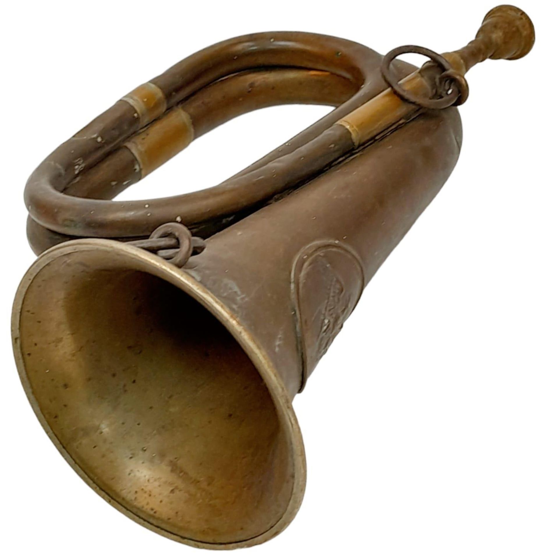 WW1 Imperial German Infantry Bugle. A nice example with a couple of “been there” dents here and - Image 2 of 7
