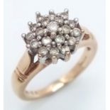 A 9K YELLOW GOLD DIAMOND CLUSTER RING, APPROX 0.50CT DIAMONDS, WEIGHT 4.7G SIZE J 1/2