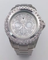 An Icetime Diamond Quartz Gents Watch. Stainless steel bracelet and case - 47mm. White stone