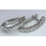 PAIR OF 18K WHITE GOLD DIAMOND SET HOOP EARRINGS, WEIGHT 3G