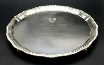 A Beautiful Sterling Silver Salver in a Fitted Presentation Case. Hallmarks for Sheffield 1996. 950g