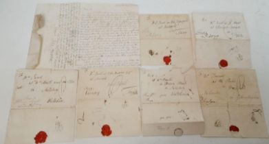 Seven Antique Documents with a Wax Seal. One letter contains a friend to friend concern about the