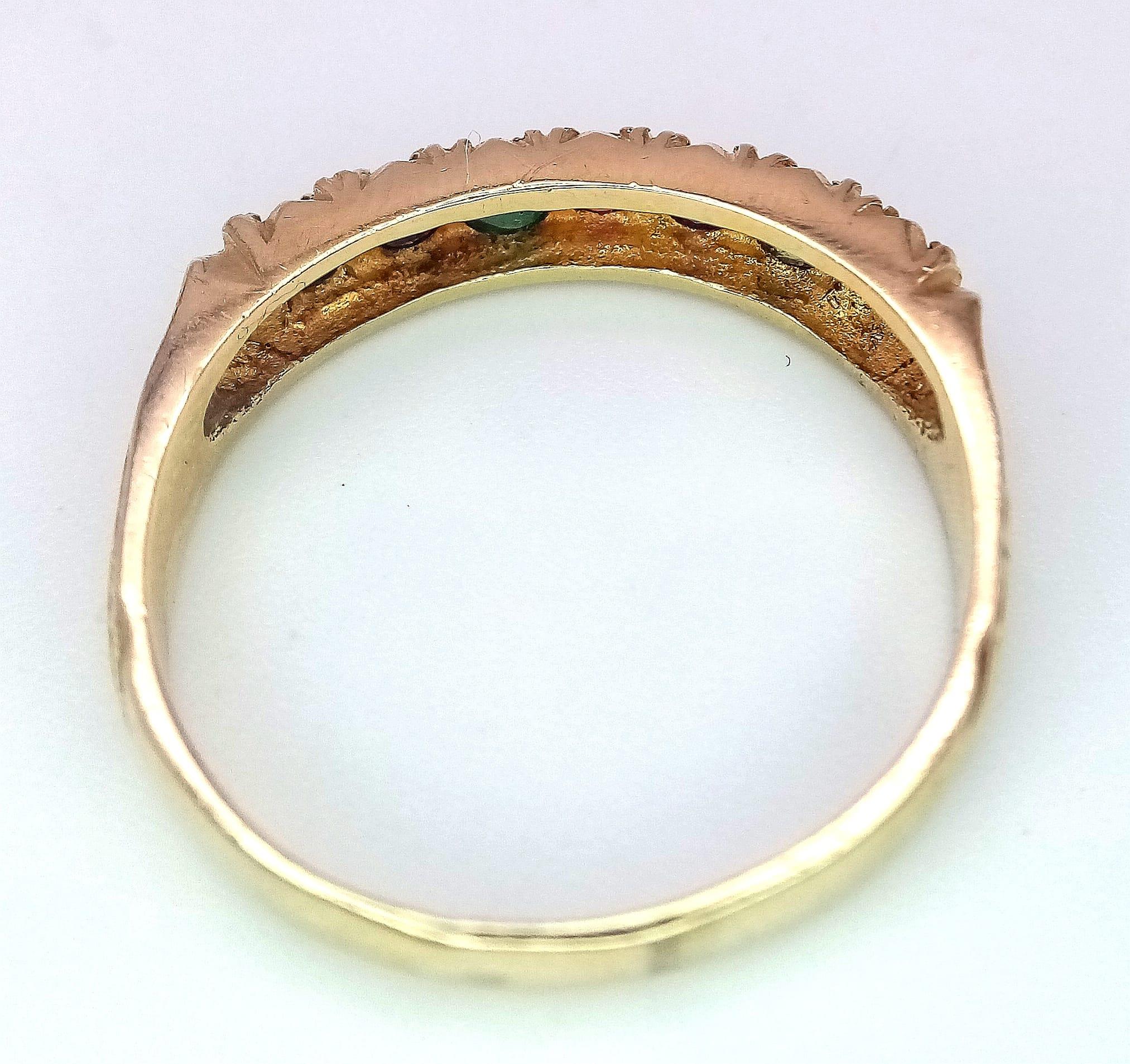 A PRETTY 9K YELLOW GOLD MULTI GEMSTONES SET DEAREST RING, WEIGHT 2.9G SIZE S - Image 9 of 11