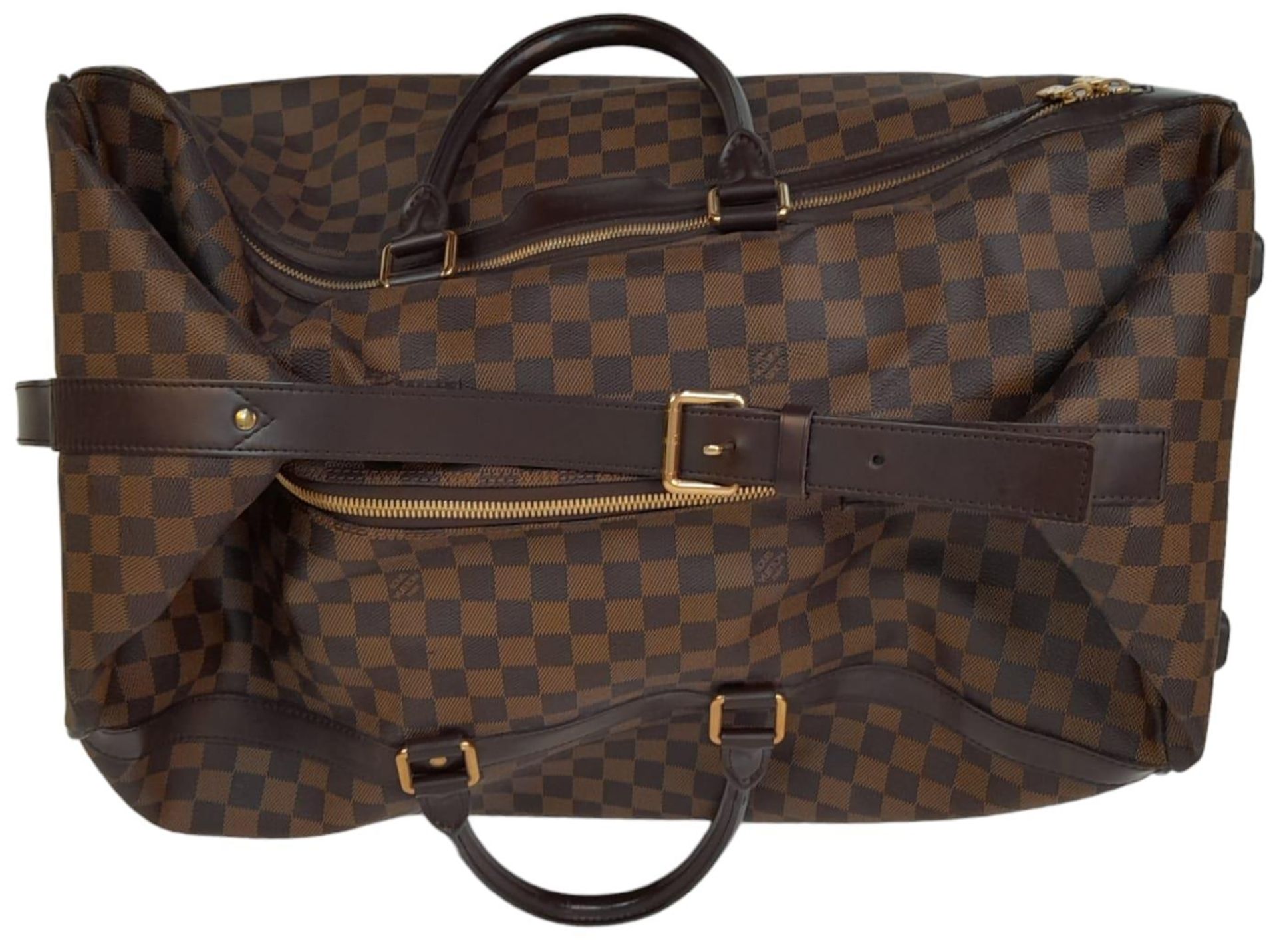 A Louis Vuitton Damier Ebene Eole Convertible Travel Bag. Leather exterior with gold-toned hardware, - Image 2 of 13