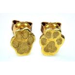 PAIR OF 14K YELLOW GOLD PAW PRINT STUD EARRINGS 1.3G