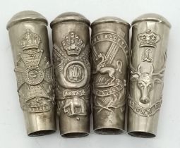 4 x WW1 Officers/Sncos Swagger Stick Tops of the following Regiments. Highland Light Infantry, The