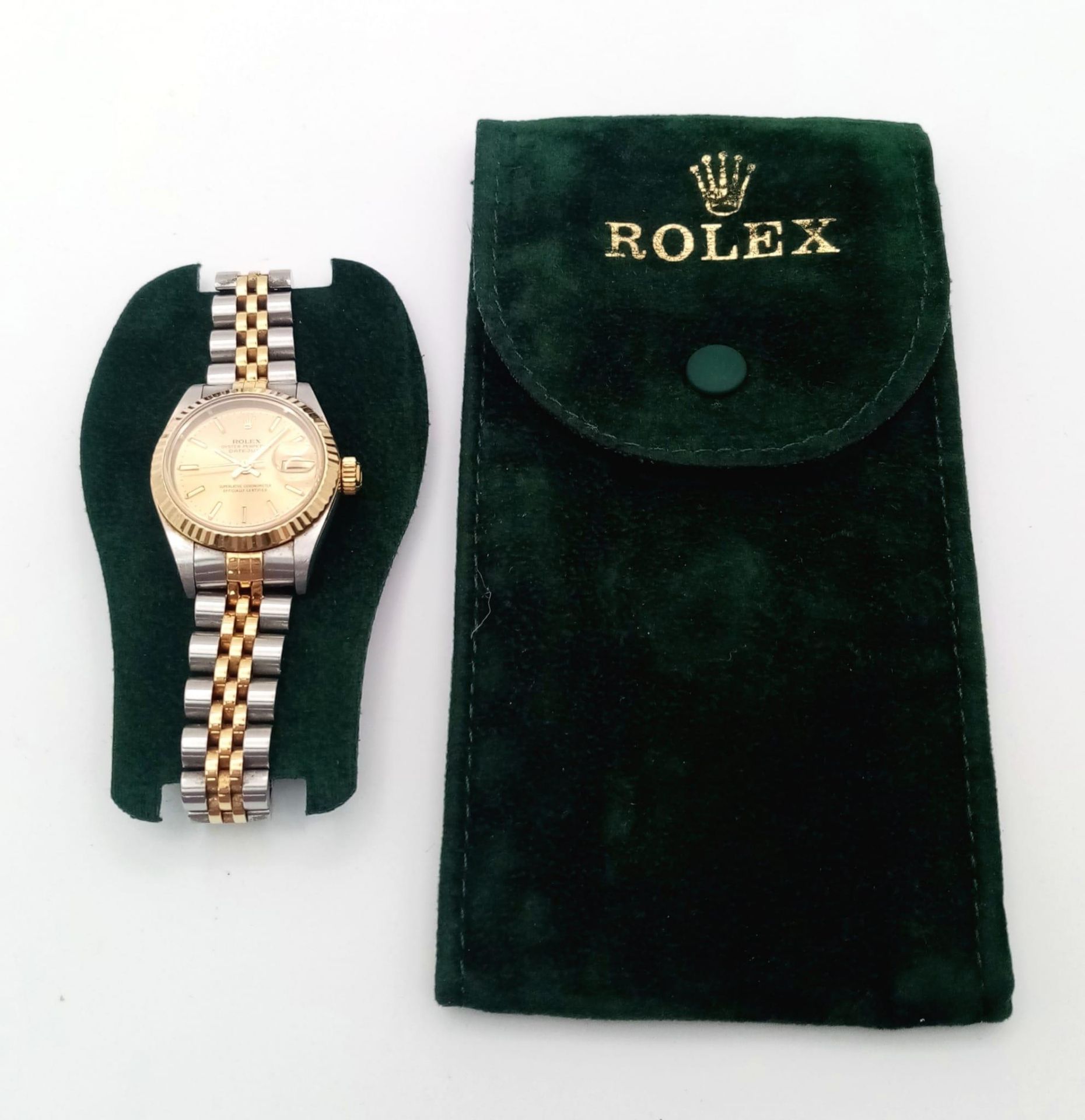 A Rolex Bi-Metal Oyster Perpetual Datejust Ladies Watch. 18k gold and stainless steel bracelet and - Image 10 of 11