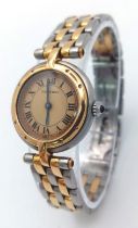 A Vintage Cartier Panthere Quartz Ladies Watch. Bi-metal (gold and stainless steel) bracelet and