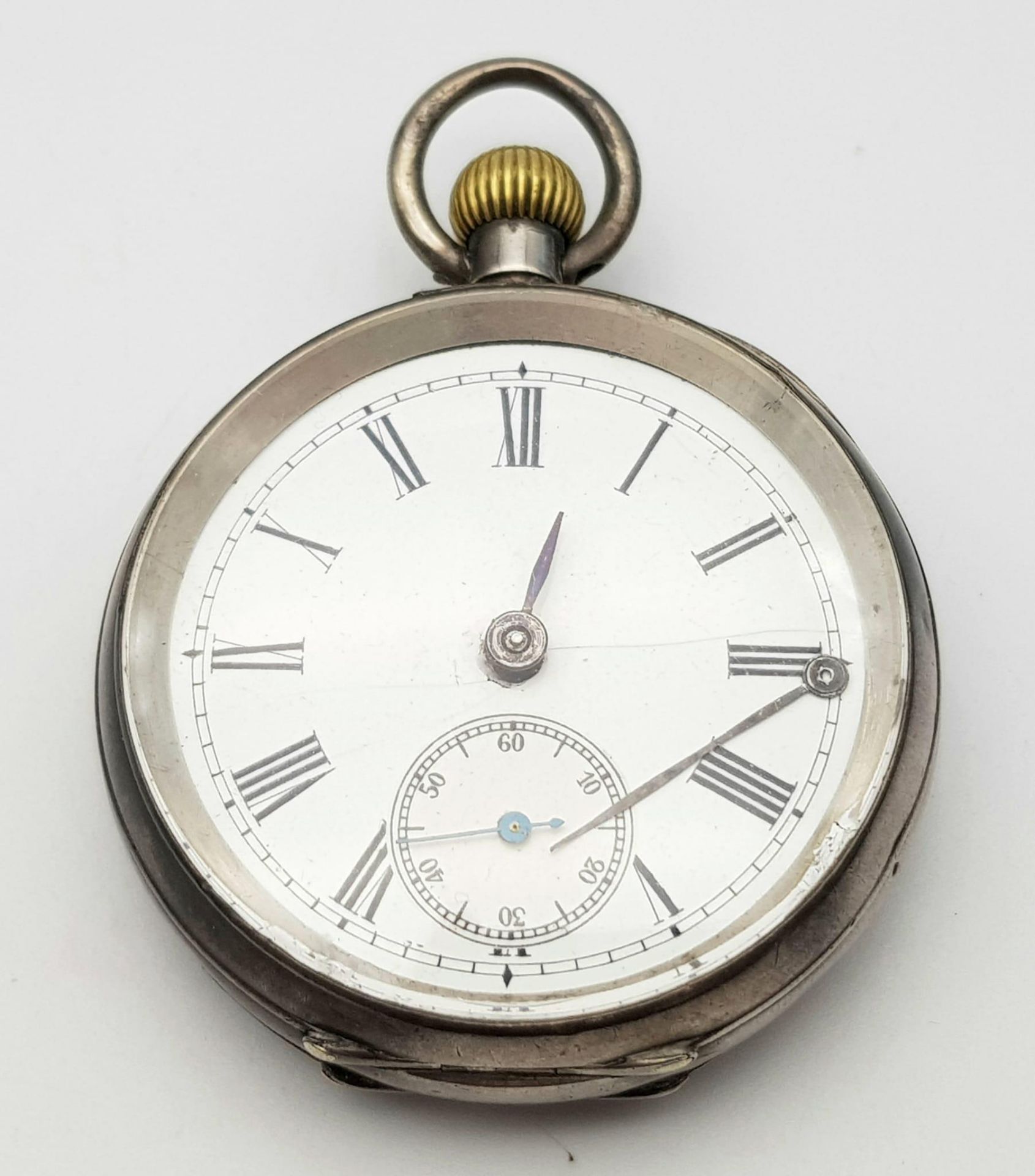 An Antique 935 Silver Cased Pocket Watch. 49mm case. 92g total weight. AS FOUND. - Bild 2 aus 6