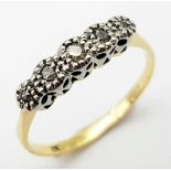 A VINTAGE 18K YELLOW GOLD & PLATINUM DIAMOND RING, WEIGHT 1.6G SIZE J