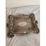 Magnificent Antique SILVER TRAY. Edwardian Large Trinket Tray with beautiful raised Scroll and Shell