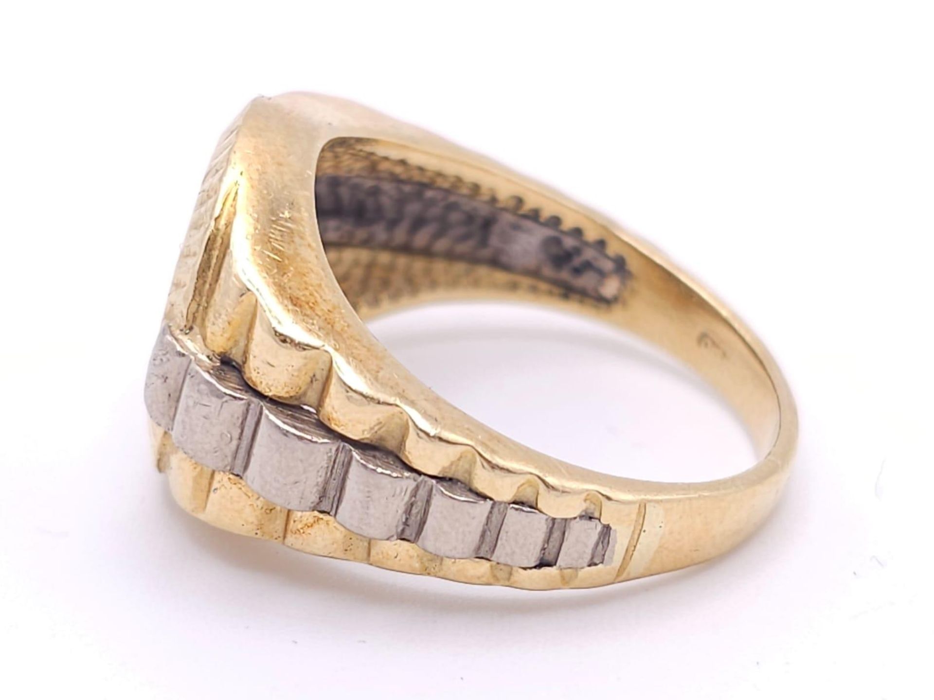 AN IMPRESSIVE 18K 2 COLOUR GOLD DIAMOND SET RING INSPIRED BY THE ROLEX DESIGN, APPROX 0.50CT - Bild 6 aus 13