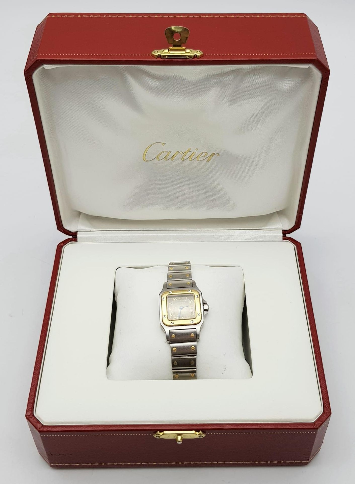 A Vintage Cartier Santos Galbee Bi-Metal Quartz Ladies Watch. Gold and stainless steel bracelet - Image 7 of 9