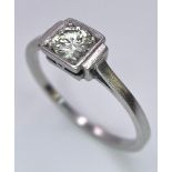 AN ANTIQUE ART DECO PLATINUM SOLITAIRE RING WITH JUST UNDER HALF A CARAT OF FINE CLEAN DIAMOND . 3.