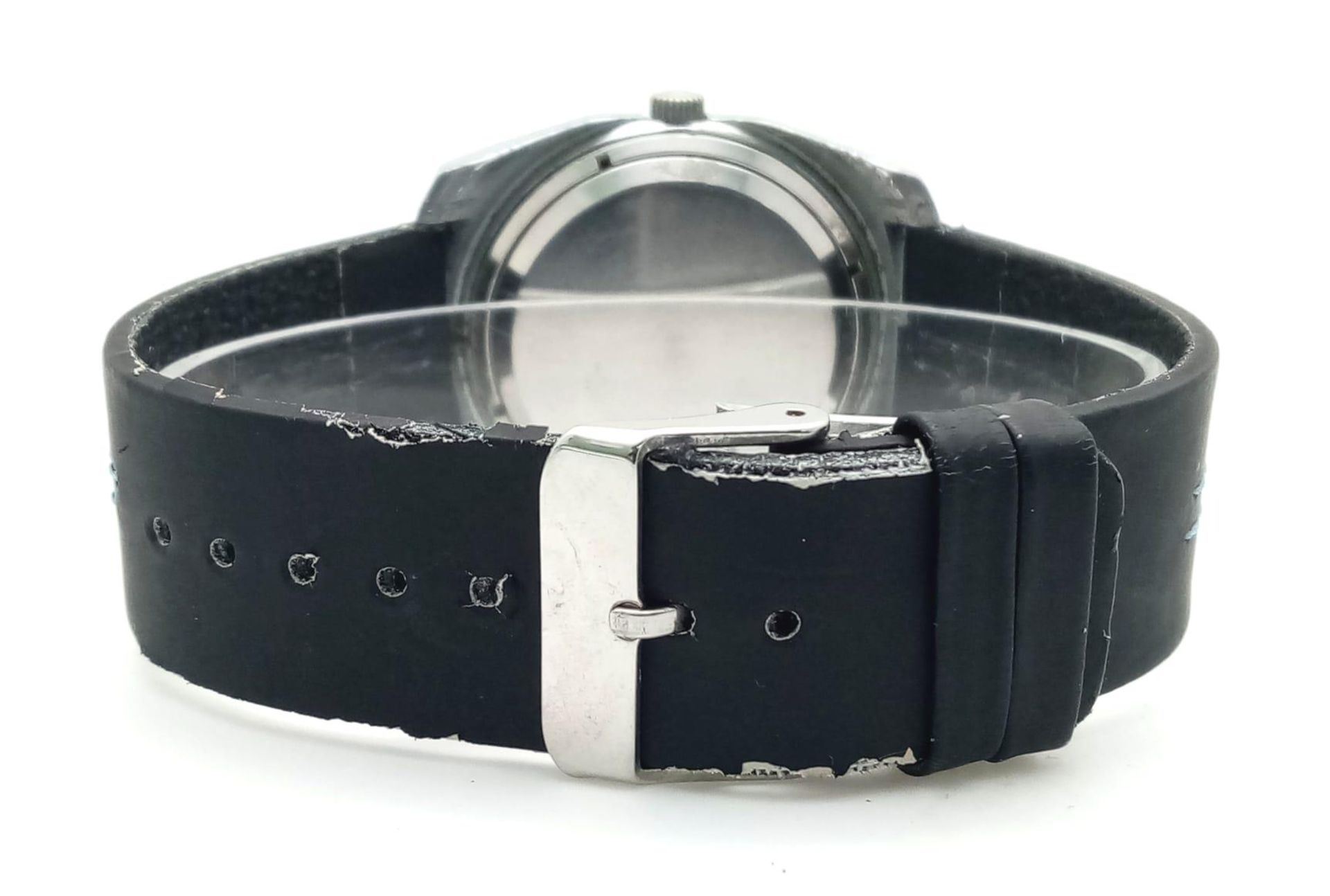 A Vintage Sekonda 30 Jewels Automatic Gents Watch. Black leather strap. Stainless steel case - 37mm. - Bild 3 aus 5