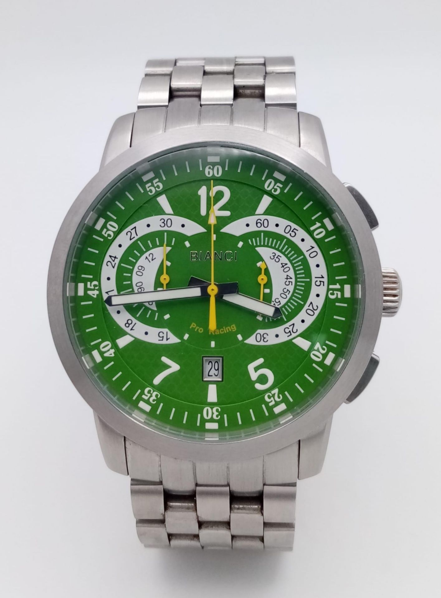 An Unworn 2013 Roberto Bianci Men’s Swiss Pro-racing Chronograph. Model RB7096-SS-Green. 48mm - Bild 2 aus 7