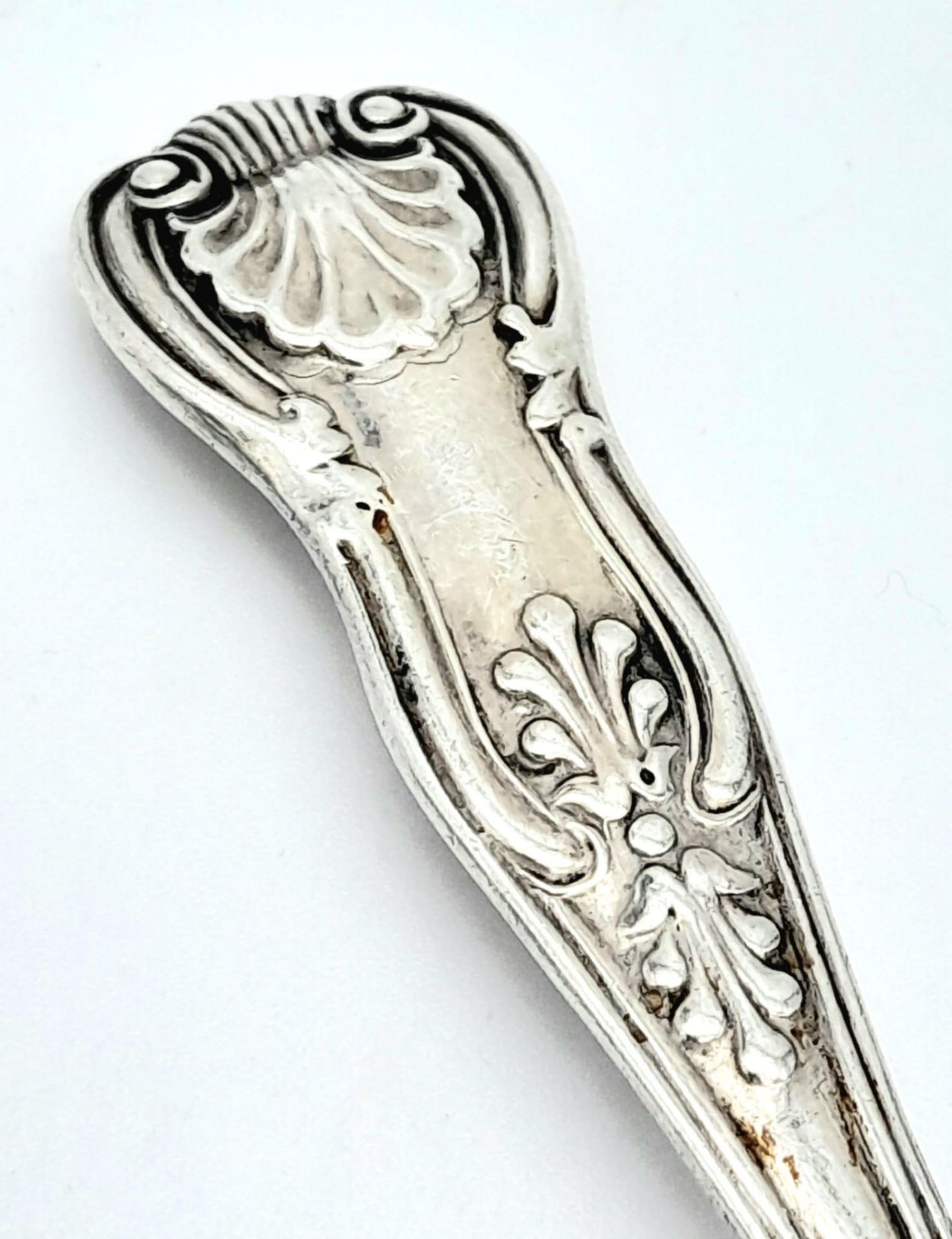 An antique Victorian sterling silver teaspoon with tremendous floral engravings on handle. Come with - Image 2 of 5