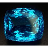 A large (123.48 carats) natural topaz, vivid sky blue uniform colour, with no issues. With a WORLD