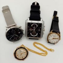 An Eclectic Four Watch Lot: Mechanical Oris on a Chain, Sekonda quartz, vintage Ramino mechanical