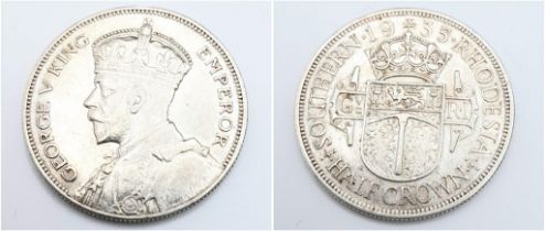 A 1935 Rhodesia Silver Half Crown Coin. Please see photos for conditions.