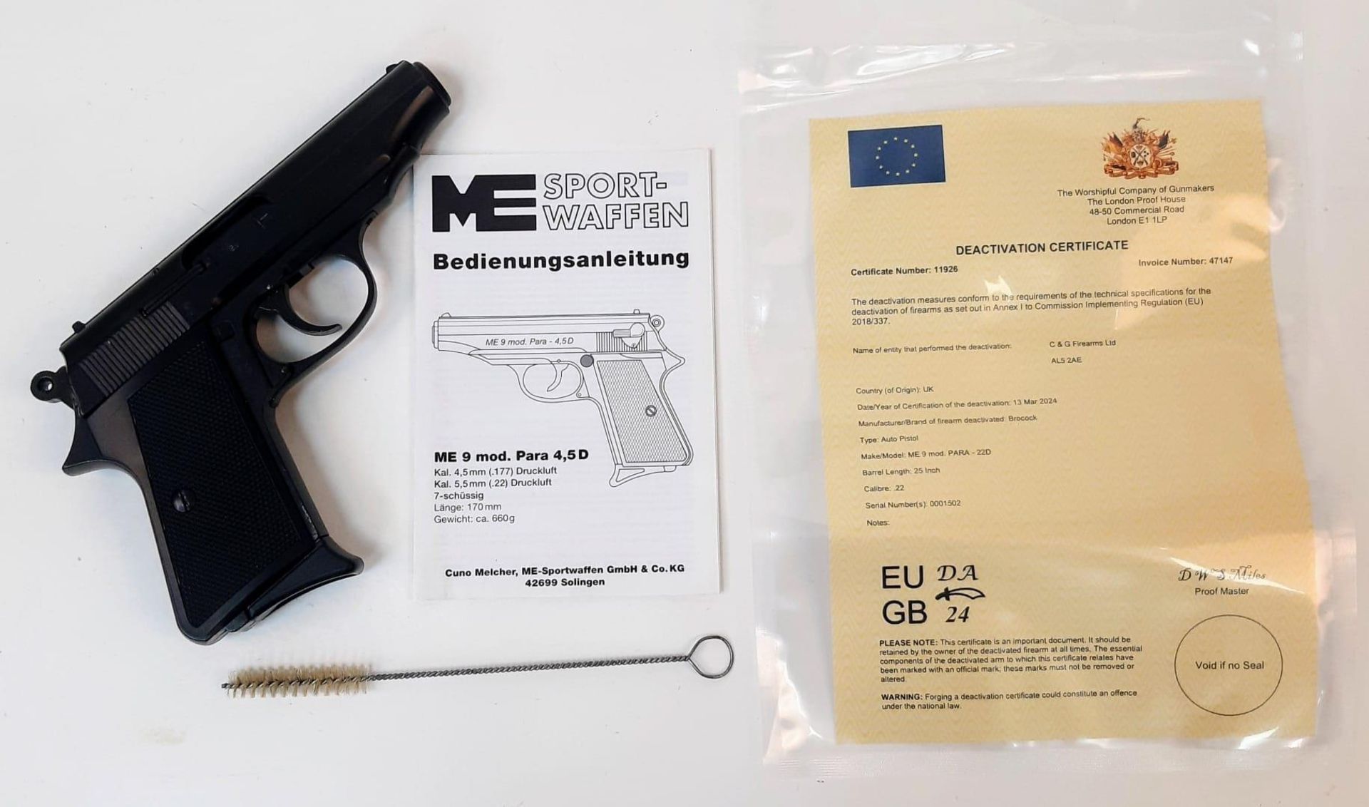 A Deactivated Brocock ME9 Para Pistol. .22 calibre. Comes with an EU deactivation certificate. UK/EU - Image 2 of 11
