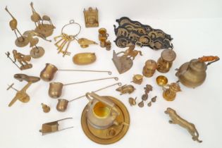 A Huge Vintage Collection of Brass Figures, Ornaments and Kitchenware. Please see photos for finer