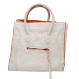 A Celine - Paris ladies tote bag , cream leather with orange interior, dimensions: 30 x 24 x 40 cm