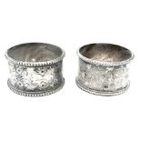 A pair of antique sterling silver napkin holders with fabulous engravings. Full hallmarks Sheffield,