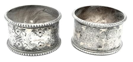 A pair of antique sterling silver napkin holders with fabulous engravings. Full hallmarks Sheffield,