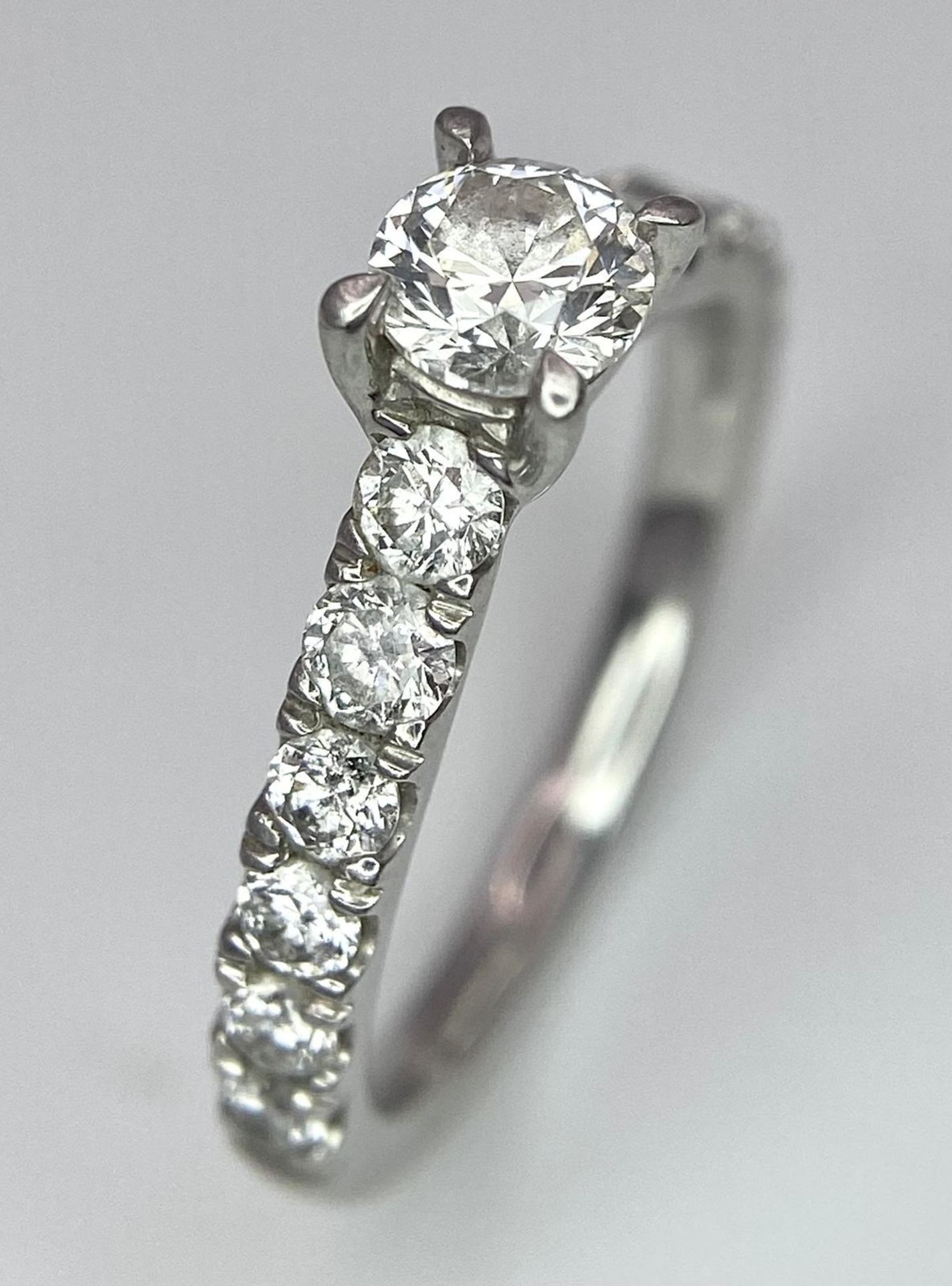 The Best Story - Is The Diamond Story. A 950 platinum diamond ring with a central SI1 0.40ct - Image 5 of 12
