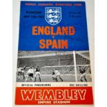 An England v Spain 1967 Programme - Signed by: Charlton, Hunt, Hurst, Peters and Cohen.