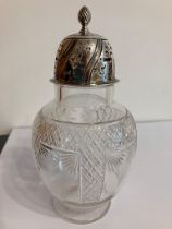Beautiful Antique SILVER and CUT GLASS Sugar Sifter. Having clear hallmark for Charles Stuart