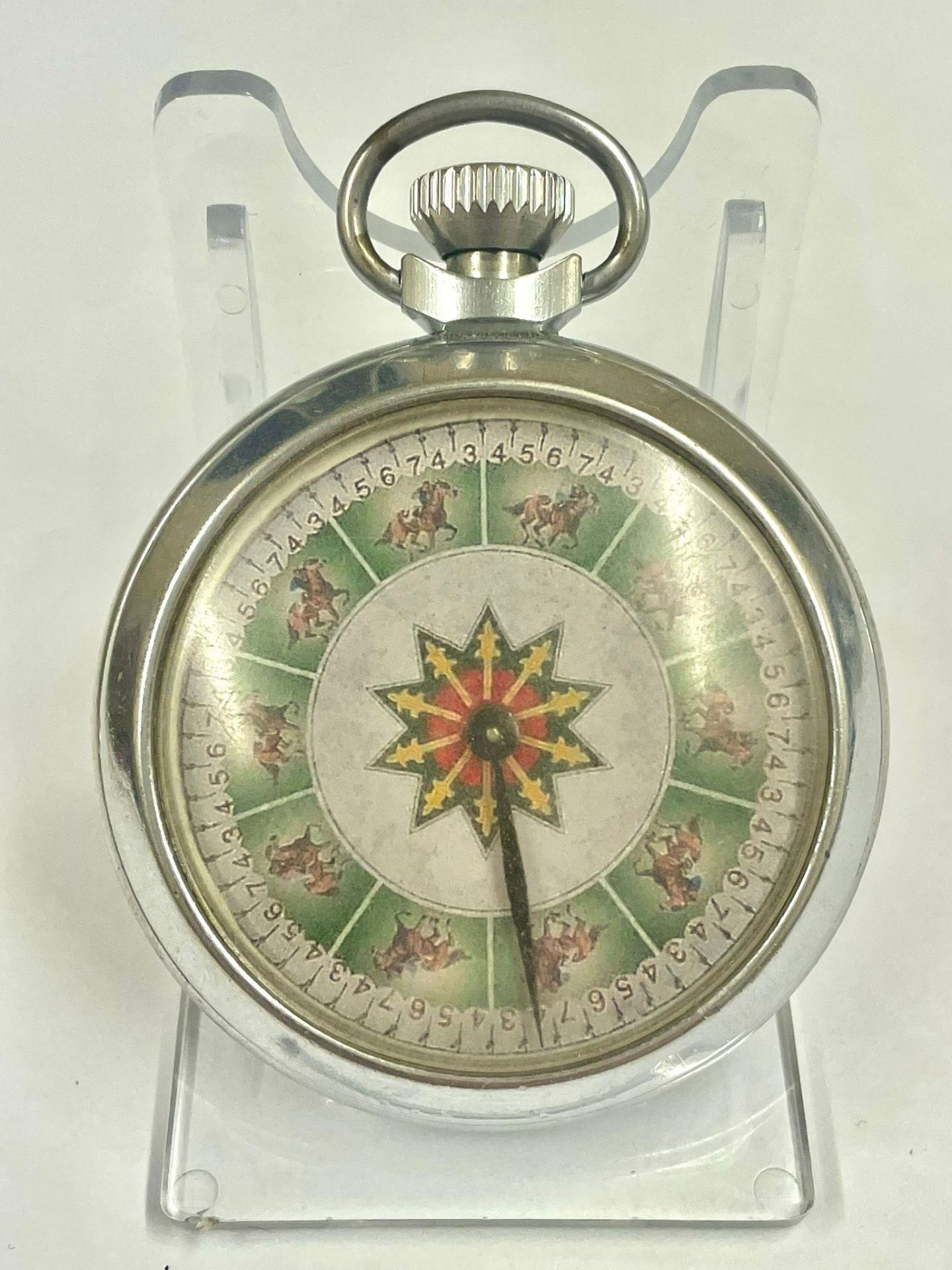 Vintage horse racing gambling gaming pocket watch , working