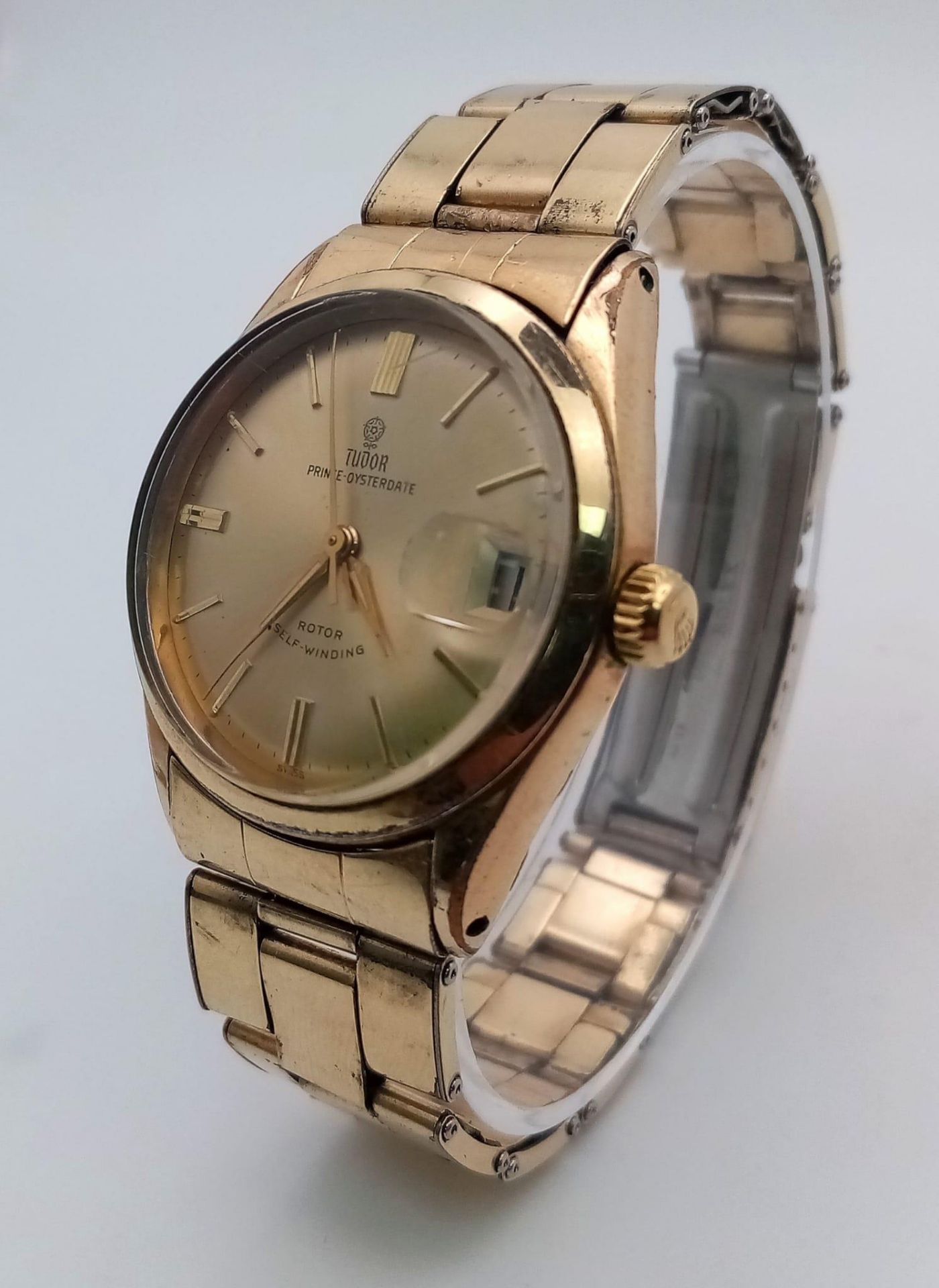 A Vintage Tudor Prince Oysterdate Gents Watch. Gold plated bracelet and case - 34mm. Gold tone - Image 2 of 5