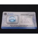 An 11.36ct Blue Topaz Natural Gemstone. AIG certified. Ref: ZK036