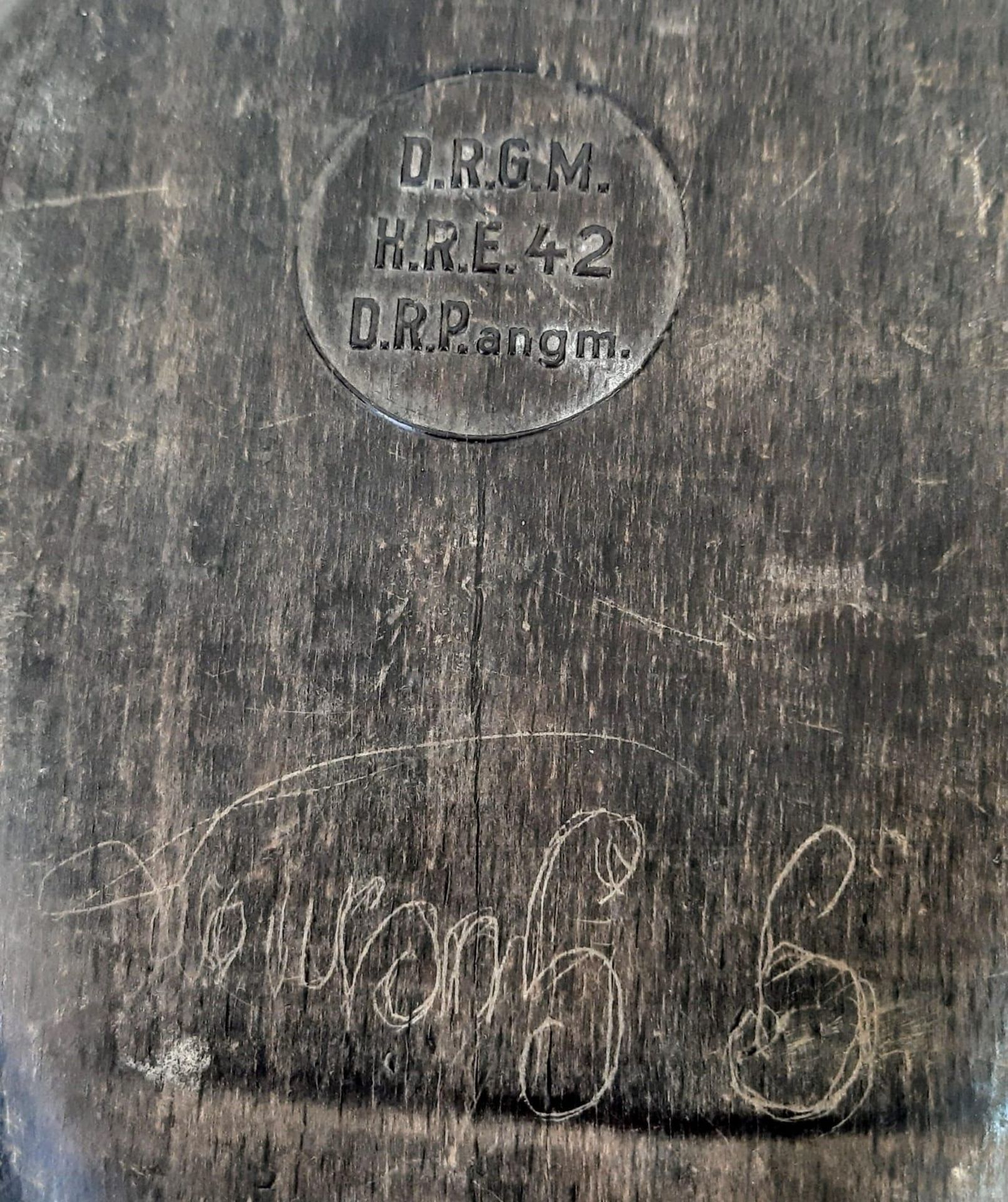 WW2 German Africa Corps Husk Covered Water Bottle Dated 1942. A “DAK” Tree has been carved into - Image 4 of 4