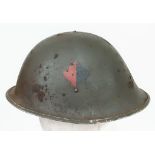 WW2 British 44 Pattern “Turtle” D-Day Helmet and liner, with insignia of the Royal Artillery.