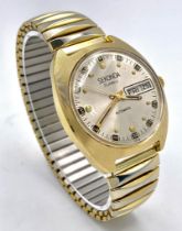 A Vintage Sekonda 25 Jewels Automatic Gents Watch. Expandable stainless steel bracelet. Gold