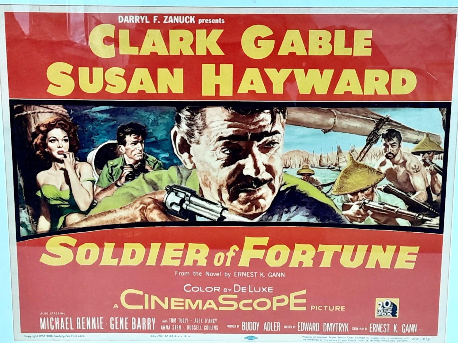 A FRAMED MOVIE POSTER FOR "SOLDIERS OF FORTUNE" STARRING CLARK GABLE AND SUSAN HAYWOOD .CIRCA 1955 . - Image 2 of 5