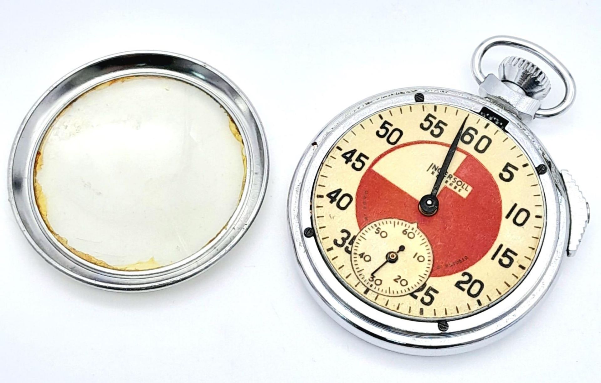 A Fantastic Vintage Ingersoll Football Referees Pocket Watch. 51mm diameter. Works but no - Bild 3 aus 5