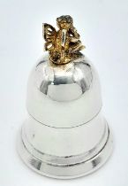 A sterling silver bell for keeping the baby's first tooth. Height: 42 mm, weight: 18. 3 g.