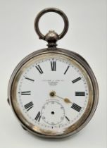 A Sterling Silver Cased Antique Fattorini and Sons - The Accurate Pocket Watch. 54mm case