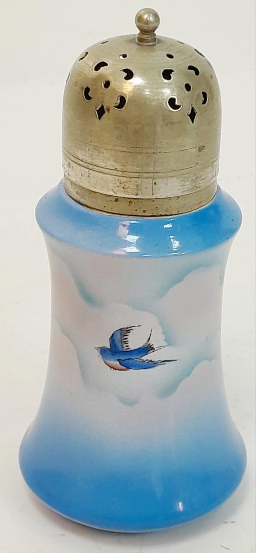 A PALISSY sugar shaker, fine hand painted porcelain with silver top, height: 15 cm - Image 2 of 4
